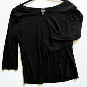 Eileen Fisher Stretch Silk Scoop Neck Top XL Black